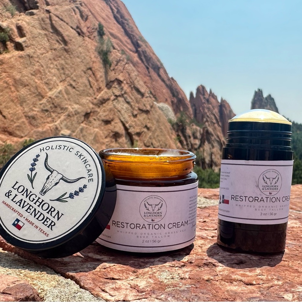 Longhorn Lavender Restoration Whipped Beef Tallow Cream & Reatauration Balm Set